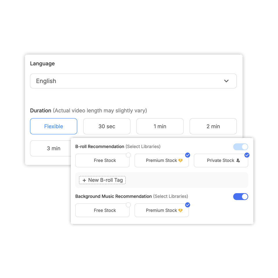 Customize your Etsy video’s pace, voice, visuals, and more using Visla’s smart AI tools.